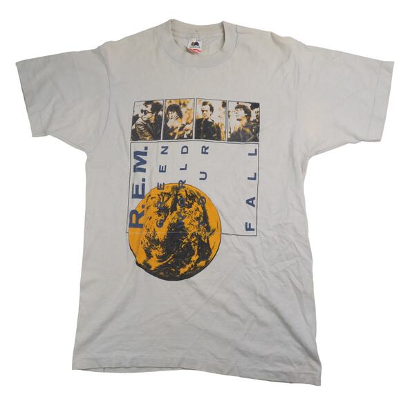 Vintage 80s R.E.M Green World Tour Graphic Band Tee - Picture 1 of 13